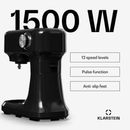 Klarstein Keukenmachine Bella Evo 1500W keukenrobot – 5L roestvrijstalen kom, 12 snelheden, planetaire mixfunctie, pulsefunctie, deeghaak, klopper en garde, keukenrobot voor bakken, zwart - voor Keuken - Knetmaschine - Rührmaschine — thumbnail 4