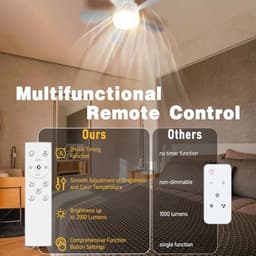 Stille Plafondventilator met LED-lamp en Afstandsbediening voor Woonkamer, Slaapkamer en Keuken — thumbnail 3