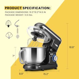 Keukenmachine 5,7 liter met 10 snelheden en spatbescherming — thumbnail 3