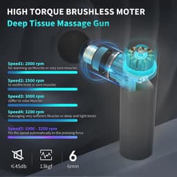 Mini Massagepistool voor Spierontspanning - 3200 OMW/MIN, Lichtgewicht en Draagbaar met 4 Opzetstukken — thumbnail 3
