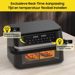 Dewelling DUAF-LR-100A - 11L Dual Zone Heteluchtfriteuse Met Uitneembare Scheidingswand - 2950W Airfryer Met Kijkvenster — thumbnail 7