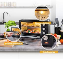 DnA® Heteluchtoven - Airfryer Oven - Airfryer - Oven - Zwart - 46cm x 32cm x 28cm — thumbnail 6