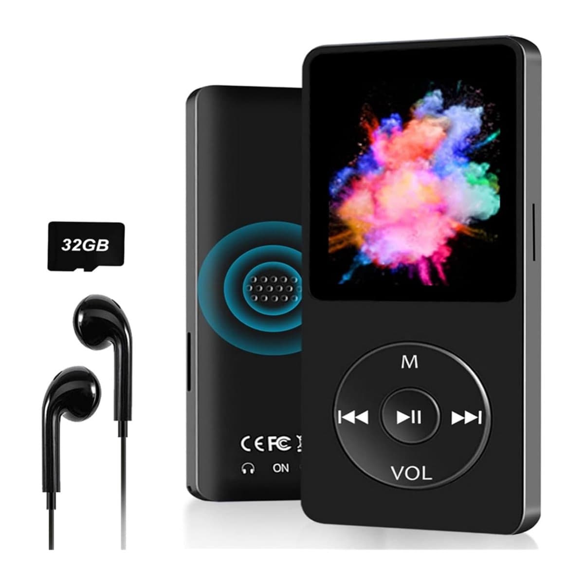 QTTVBTNA - MP3 Speler 32GB - Bluetooth MP3 Player - HIFI Geluid - Mini Walkman voor studenten - Zwart - Compact - 1 Stuk — afbeelding 1