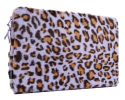 imoshion Fluffy Laptop Sleeve - Laptop Hoes geschikt voor 13 / 13.3 / 13.6 / 14 / 14.2 inch - Leopard Lilac