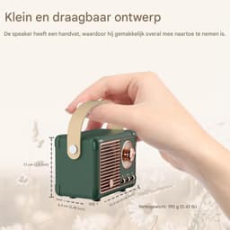 GELLDG Bluetooth-luidspreker - Mini - Draagbaar - Coole retro Bluetooth-luidspreker - Moderne muziekdoos - Geschikt voor kamerdecoratie, kantoordecoratie, woonkamerdecoratie, kinderfeestcadeau - Groen — thumbnail 4