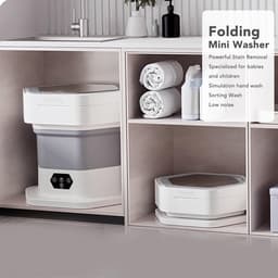 Draagbare wasmachines, draagbare wasmachines en drogers, kleine opvouwbare wasgoed voor reizen, grote opvouwbare mini-wasmachine voor appartementen, slaapzalen, campings, campers - grijs — thumbnail 2