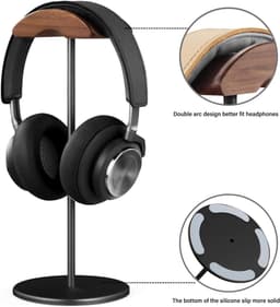 Hoofdtelefoonstandaard - koptelefoon houder - headset houder - headset stand - Opbergrek voor hoofdtelefoon en microfoon - Metaal - Zwart — thumbnail 4