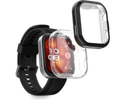 kwmobile 2x smartwatch hoes geschikt voor Huawei Watch Fit 4 Pro hoesje - Siliconen sporthorloge cover - Activity tracker case in transparant / zwart