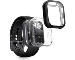 kwmobile 2x smartwatch hoes geschikt voor Amazfit Bip 6 hoesje - Siliconen sporthorloge cover - Activity tracker case in zwart / transparant