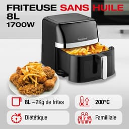 Grote Heteluchtfriteuse 8L Zonder Olie met Digitaal Touchscreen en 8 Programma's — thumbnail 3