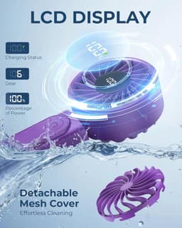 Draagbare Ventilator met USB Oplaadbaar en LCD Display - 180° Opvouwbare Mini Bureauventilator met 6 Windsnelheden — thumbnail 4