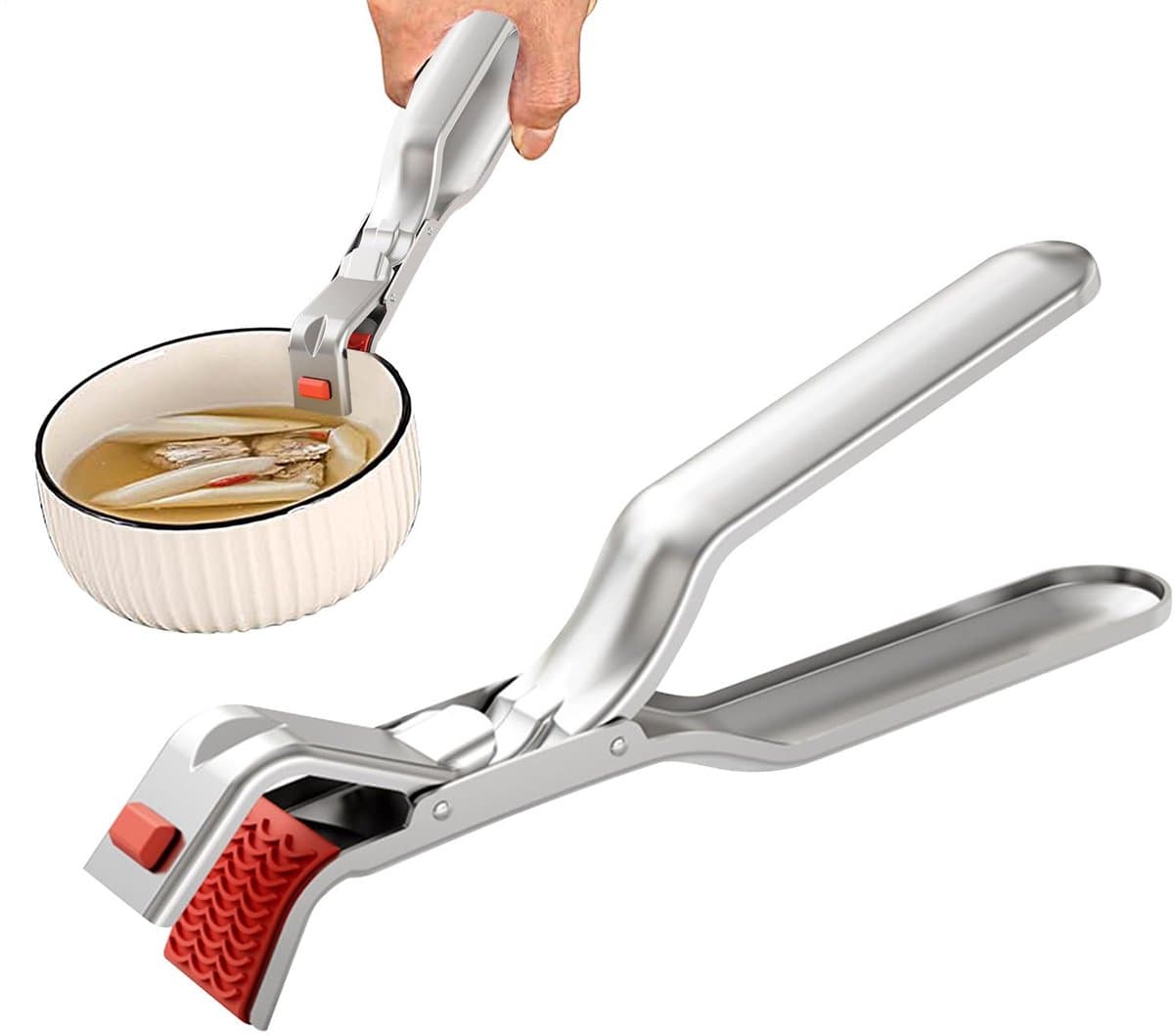 RVS-grippers voor hete platen - Ergonomisch antislipontwerp - Anti-verbranding - Multifunctionele tang voor magnetron, oven, airfryer, stoompan, potten en kommen - voor veilige grip en hittebescherming — afbeelding 1