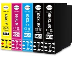 Inktcartridges 604XL voor A4, Zwart, Cyaan, Magenta, Geel