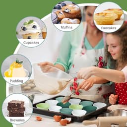Taartvormpjes - 6,5*6,5*3 cm - Set van 24 - Siliconen taartvormpjes - Bakvormen - Antiaanbaklaag - Geschikt voor het maken van muffins, taarten, gebak en pudding - Herbruikbare muffinvormpjes - Geschikt voor ovens en airfryers - Roosvormig — thumbnail 5