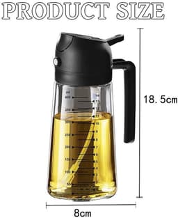Oliefles - Inclusief Kook Ebook - Olijfolie Fles Verstuiver voor Keuken - Glazen olijfoliespuitfles - Glazen spuitfles - Multifunctioneel voor koken - 470ml - Zwart - Geschikt voor keukengadgets en airfryer-accessoires — thumbnail 5
