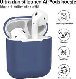 Hoesje - Geschikt voor Apple Airpods 2 - Siliconen Dun Met Clip - Case Cover - Silicone Hoes - Blauwgrijs — thumbnail 2