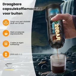 Aurixi® Draagbare Koffiemachine - Blender To Go - Draagbare Blender - Zwart - 28cm x 9cm x 9cm — thumbnail 4