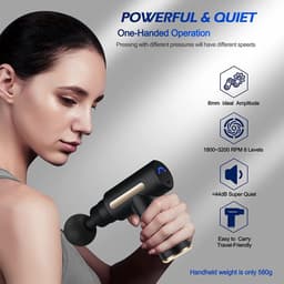 Mini-massagepistool voor spieren, draagbaar, 6 snelheidsstanden, 4 massagekoppen, 1800mAh ultrastille massage met 3200 toeren per minuut, voor het verlichten van spierpijn, USB-interface. — thumbnail 4