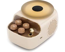 3 in 1 Vintage Bluetooth Speaker - Met Aromaschotel, Sfeerverlichting en Platenspeler Uiterlijk - Decoratief voor Huis & Kantoor (Beige)