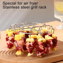 Airfryer Hangspies Rek - Airfryer rooster - Spiesenrek - Brochettehouder - BBQ Accessoire - Air Fryer Koken Accessoires - Airfryer accessoires - Met 24 Spiesen — thumbnail 4