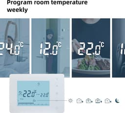 Draadloze Programmeerbare Thermostaat voor Gasketel met Groot LCD Touchscreen — thumbnail 3