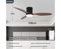 Plafondventilator - LED Plafondventilator - Ø 106 cm - 4320 LM - 3000K/6500K - Dimbaar - 3 snelheidsinstellingen - Timer - Zomer - Zeer stil - Zwarte perzikhoutkleur — afbeelding 1