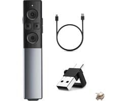 Volledig Metalen Draadloze Presenter - USB Type C 2-in-1 Oplaadbare Clicker - PowerPoint Slide Advancer - Presentatie Pointer - Voor Mac en Windows Laptop en Computer