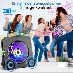 TENZHVXI - Cd-speler - Draagbare Cd-speler Met Bluetooth - Verticale Desktopontwerp/Lcd-scherm/HiFi-luidsprekers - 1 Stuk - Zwart — thumbnail 5