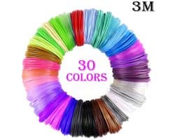 Navulverpakking PLA 3D-printpenfilament met 30 kleuren, 1,75 mm hoogwaardig filament met een diameter van 1,75 mm, voor knutselprojecten van kinderen (willekeurige kleuren).