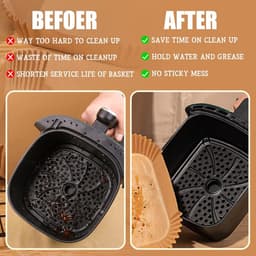 Verpakking van 300 antiaanbakmatjes voor de airfryer - Hoogwaardige, individuele matjes met een geribbelde rand voor veilige en eenvoudige reiniging, wat gezond koken bevordert - Geschikt voor bakken, grillen en verwarmen in de magnetron — thumbnail 2