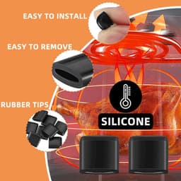 8 stuks - Siliconen beschermhoes voor airfryer - Vervangende siliconen voetjes voor airfryer - Beschermkap van siliconen - Zwart - airfryermat - krasbestendig ontwerp - beschermt de bakplaat - compatibel met diverse merken airfryers — thumbnail 2