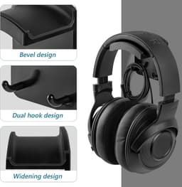 2 stuks Gaming Hoofdtelefoon Haakhouder, Wandmontage Headset Stand, Geschikt voor Bose, Sony, Sennheiser, AKG, JBL, Beats, Geschikt voor Thuis, Kantoor, Opnamestudio (zwart) — thumbnail 3