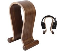 Houten hoofdtelefoonstandaard, universele houder voor over-ear headsets, stabiel en decoratief, hoofdtelefoonhouder voor kantoor, studio, thuis, walnoot