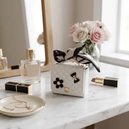 Wit hoesje voor oordopjes dames met strik en decoratieve details geschikt voor AirPods Pro 2 kunstleer hardcase met ring en lint — thumbnail 2