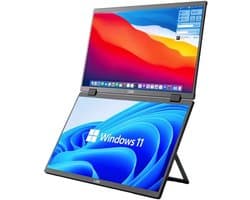 Dubbele Draagbare Monitor 2x 15.6 inch Full HD IPS - Opvouwbaar Driemaal Scherm