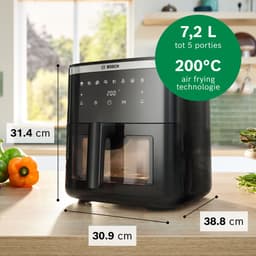 Bosch MAF671B0 Airfryer XXL - Serie 6 - 7,2L - Shake alarm - Kijkvenster - Warmhoudfunctie - 7 programma's - Tot 5 personen - Zwart — thumbnail 8