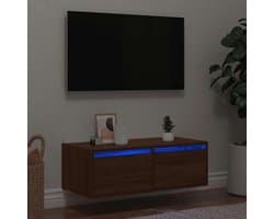 TV Kast - Media Meubel - Woonkamer Inrichting - Geïntegreerde LED Verlichting - 75x35x25cm - Eikenkleur