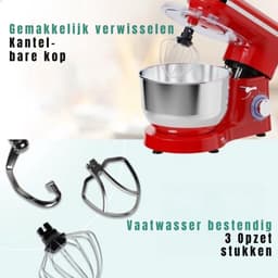 DYNA® Mixer met mengkom - Mixer - Mixer met mengkom keukenmachine - Rood - ‎39x 24x 31cm; 6.3 kg — thumbnail 2