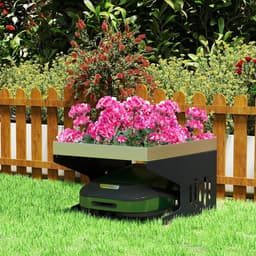 Robotmaaiergarage Dakoverkapping met plantenbak & stabiele metalen standaard 70x60x42,5 cm Regenbescherming & UV-bescherming Grasmaaier Carport Weerbestendige afdekkingen voor robotmaaiers (zilver) NAIZY — thumbnail 3