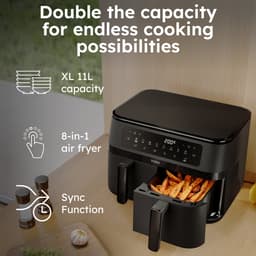 Haier Airfryer XXL - Heteluchtfriteuse 11L - Dubbele Lade (2 x 5,5L) - 3000W - 60 tot 200 Graden - Dual Zone Technologie - 8in1 - AF3AD 011 — thumbnail 13