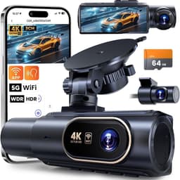 Dashcam - 4K HD - 64GB - Voor auto - Voor en Achter Camera - G-Sensor - Timelapse Functie - Dual Dashcam — thumbnail 1