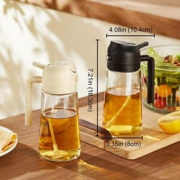 Gigicial Olijfoliedispenser - Olijfoliedispenser - 2-in-1 spray- en schenkfunctie - 2 stuks - Geschikt voor airfryers en salades, zwart/wit — thumbnail 3