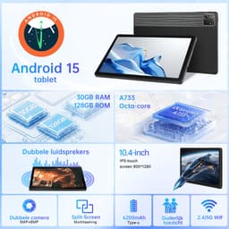 Hotlight G13 - Android 15 Tablet - 10.1 inch - 30(6+24)GB RAM/128GB ROM– 6200mAh - Zwart — thumbnail 4