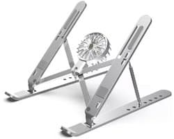 Computer Stand - Aanpasbare Laptop Stand - Afneembare Koelventilator - Opvouwbare Laptop Koelstandaard van Aluminiumlegering - Draagbare en Hoogte Verstelbare Laptop Stand - Geschikt voor Opslag en Gebruik - Witte Kleur