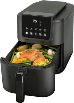 Aurixi® Airfryer xl - Airfryer xxl - Heteluchtfriteuse - 5 Liter - met keramische antiaanbaklaag - Zwart - 29cm x 23cm x 40cm — thumbnail 1