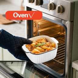 Set van 4 Keramische Ovenschalen Vierkant - Stapelbaar - Geschikt voor Oven, Airfryer en Magnetron (400 ml) — thumbnail 5