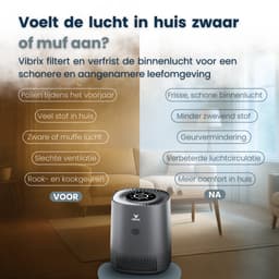 Vibrix PureFlow15 Pro Luchtreiniger / Air Purifier – EPA H14 + koolstoffilter – 100 m³/u – Voor kamers tot 15 m² – Ionisator – App-bediening – Zeer stil met slaapstand – Luchtkwaliteitindicator — thumbnail 9