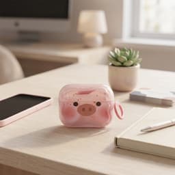 Roze transparant hoesje voor oordopjes dames met varkentje print geschikt voor AirPods Pro 2 siliconen soft case beschermhoes met clip — thumbnail 2