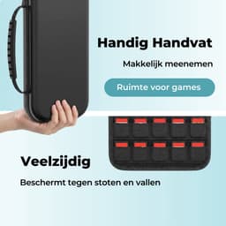 RENALUX Case Geschikt voor Nintendo Switch 2 - Hoesje Met opbergvak voor Games en Accessoires - Waterdicht en Schokbestendig - Zwart — thumbnail 4