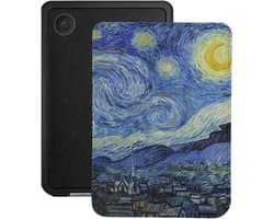 Lunso Geschikt voor Kobo Clara BW / Clara Colour hoesje (6 inch) - Vegan Saffiano Leren Sleep Cover - Van Gogh Sterrennacht